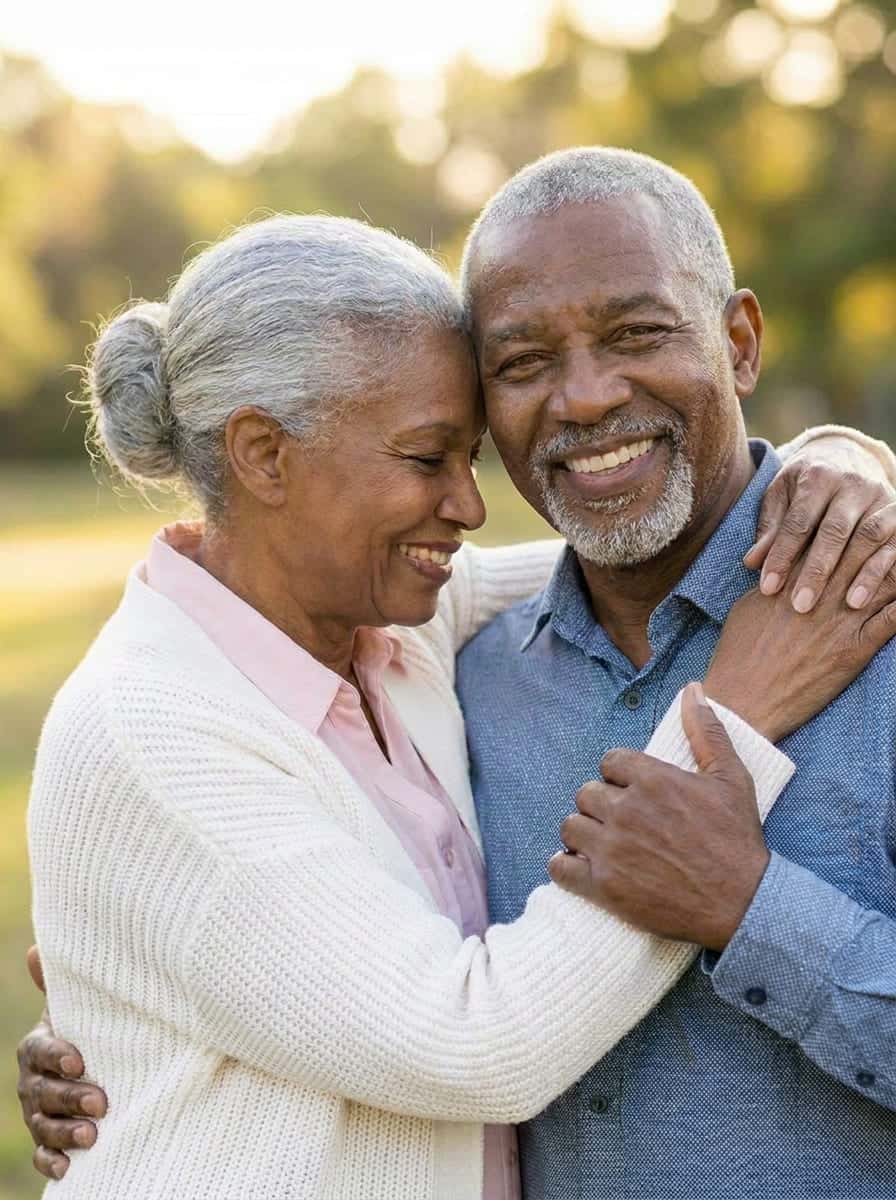Senior couple smiling together